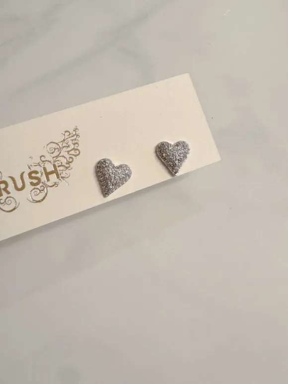 CZ Smothered Little Heart Earrings