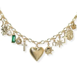 Emerald Hearts Charm Necklace