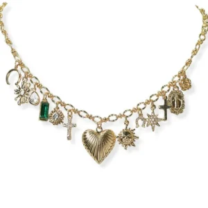 Emerald Hearts Charm Necklace