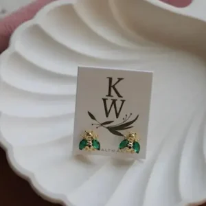 Katie Waltman Emerald Bee Studs