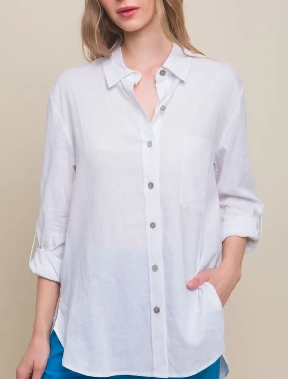 Lila Button Up Linen Blend Shirt