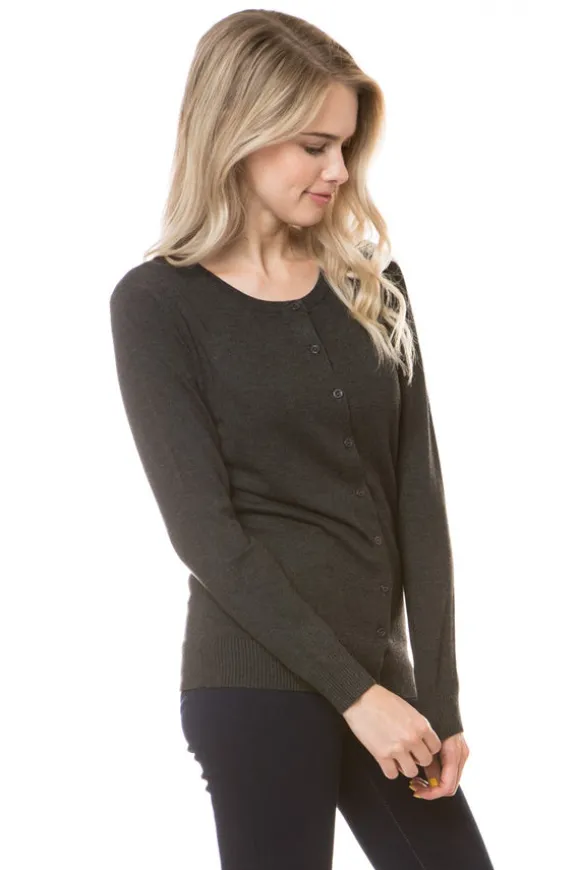 Lissy Round Neck Button Cardi Black