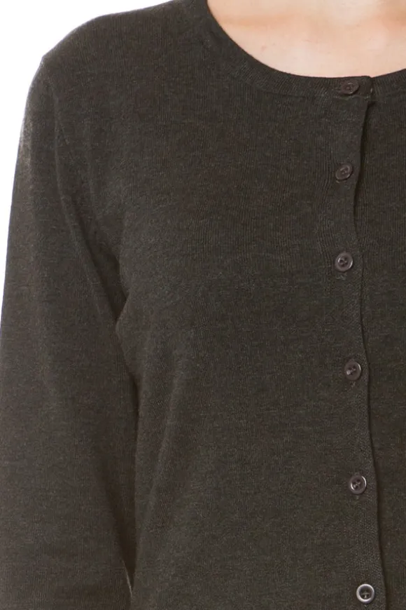 Lissy Round Neck Button Cardi Black