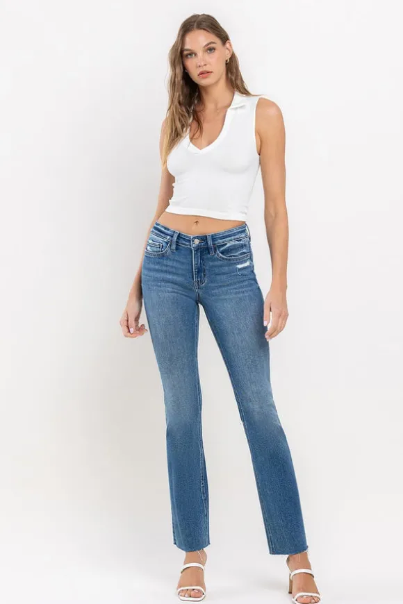 Mid Rise Slight Boot Cut Jeans