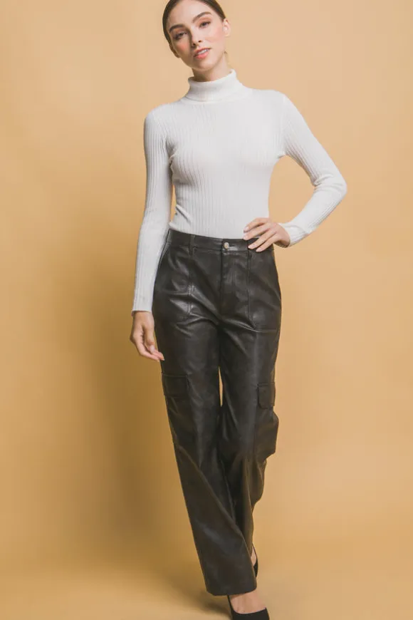 Trisha Faux Leather Wide Leg Pant