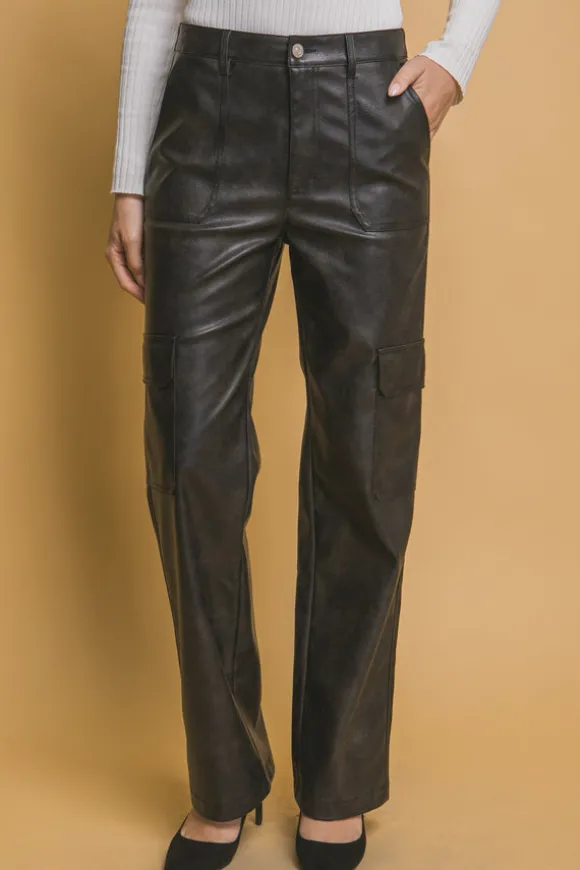 Trisha Faux Leather Wide Leg Pant